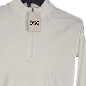 DSG Womens Small White Cropped 1/4 Zip Athletic Pullover Workout Stretch New